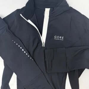 Gore Running Wear Womens XS Black White 1/4 Zip Pullover Long Sleeve Top‎
